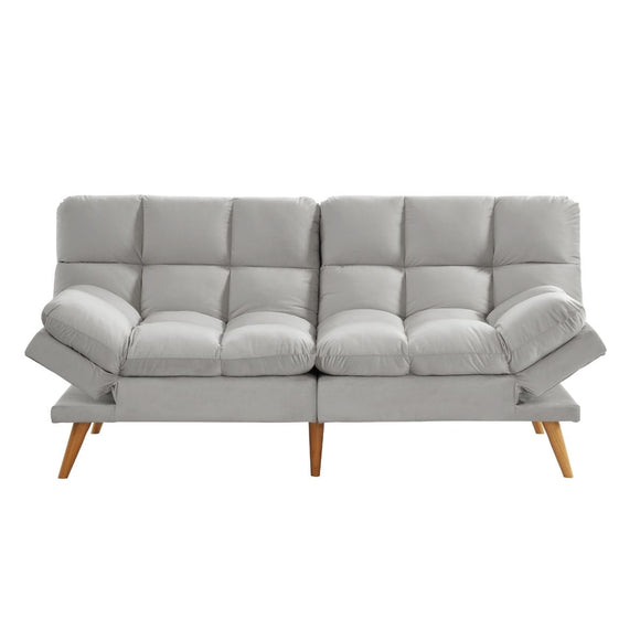 NNEDSZ 3 Seater Velvet Sofa Bed Futon Light Grey