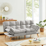 NNEDSZ 3 Seater Velvet Sofa Bed Futon Light Grey