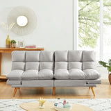NNEDSZ 3 Seater Velvet Sofa Bed Futon Light Grey