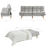 NNEDSZ 3 Seater Velvet Sofa Bed Futon Light Grey