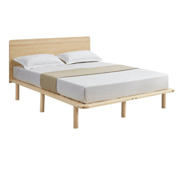 NNEDSZ Solid Wood Bed Frame Bed Base with Headboard Double