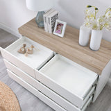 NNEDSZ Coastal White Wooden Chest of 6 Drawers