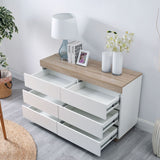 NNEDSZ Coastal White Wooden Chest of 6 Drawers