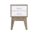 NNEDSZ 2 Drawers Bedside Table in Light Oak Finish with White Accent