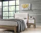 NNEDSZ 2 Drawers Bedside Table in Light Oak Finish with White Accent