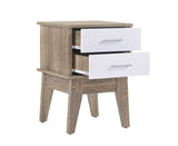 NNEDSZ 2 Drawers Bedside Table in Light Oak Finish with White Accent