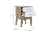 NNEDSZ 2 Drawers Bedside Table in Light Oak Finish with White Accent