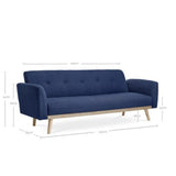 NNEDSZ 3-Seater Blue Foldable Sofa Bed
