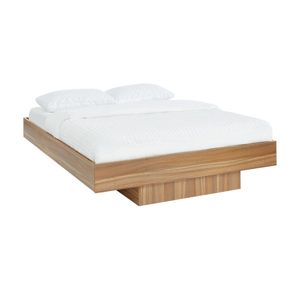 NNEDSZ Oak Wood Floating Bed Base King