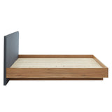 NNEDSZ Oak Wood Floating Bed Frame King