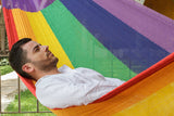 NNEDSZ Legacy Single Size Cotton Mexican Hammock in Rainbow Colour