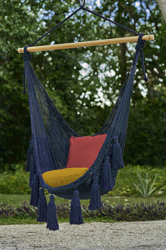 NNEDSZ DeExtra Large Mexican Hammock Chair in Outdoor Cotton Colour Blue