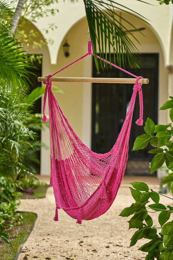 NNEDSZ Legacy Extra Large Outdoor Cotton Mexican Hammock Chair in Mexican Pink Colour