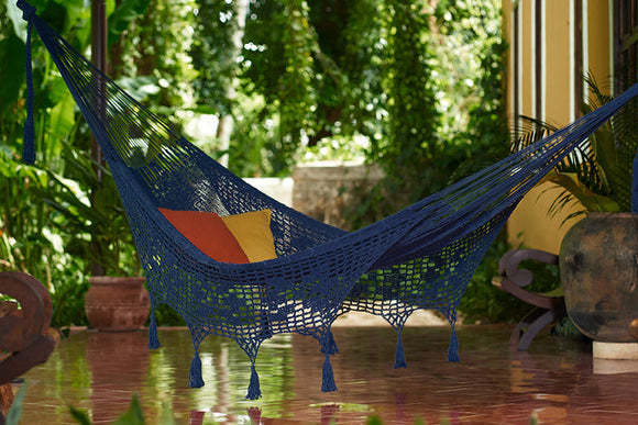NNEDSZ Legacy Queen Size DeOutdoor Cotton Mexican Hammock in Blue Colour
