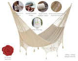 NNEDSZ Legacy Queen Size DeOutdoor Cotton Mexican Hammock in Cream Colour