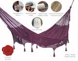 NNEDSZ Legacy Queen Size DeOutdoor Cotton Mexican Hammock in Maroon Colour