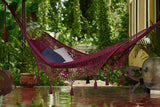 NNEDSZ Legacy Queen Size DeOutdoor Cotton Mexican Hammock in Maroon Colour