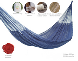 NNEDSZ Legacy King Size Outdoor Cotton Mexican Hammock in Blue Colour