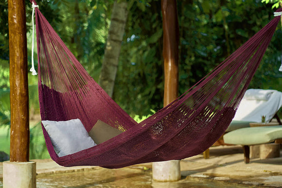 NNEDSZ Legacy King Size Outdoor Cotton Mexican Hammock in Maroon Colour