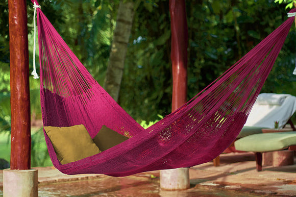 NNEDSZ Legacy King Size Outdoor Cotton Mexican Hammock in Mexican Pink Colour