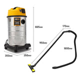 NNEMB 30L Wet and Dry Vacuum Cleaner Blower Bagless 2000W Drywall Vac