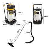 NNEMB 100L Wet and Dry Vacuum Cleaner Bagless Commercial Grade Drywall Vac