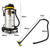 NNEMB 60L 2000W Stainless Steel Wet and Dry Vacuum