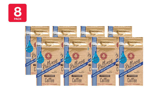NNEKG Vittoria Espresso Decaffeinated Ground Coffee 200g 8 Pack