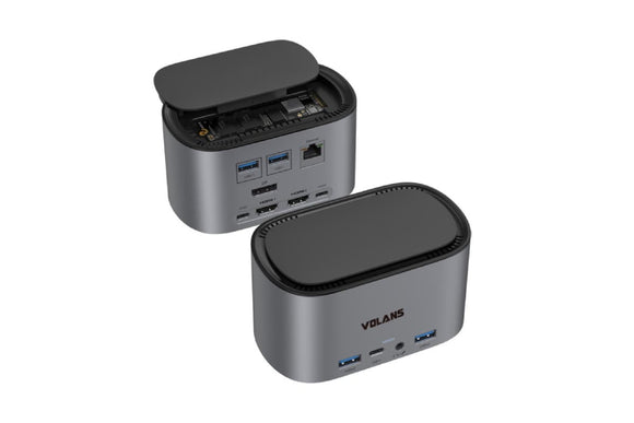 NNEKG Volans Aluminium 12 in 1 Triple Display Multifunctional USB C Docking Station