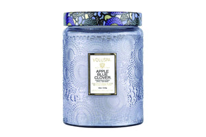 NNEKG Apple Blue Clover Large Glass Jar Candle 100 Hour (18oz 510g)