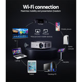 NNEDSZ Devanti Mini Video Projector Wifi USB HDMI Portable 3800 Lumens HD 1080P Home Theater