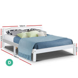 NNEDSZ Double Full Size Wooden Bed Frame Mattress Base Timber Platform White