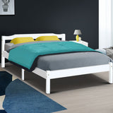 NNEDSZ Double Full Size Wooden Bed Frame Mattress Base Timber Platform White