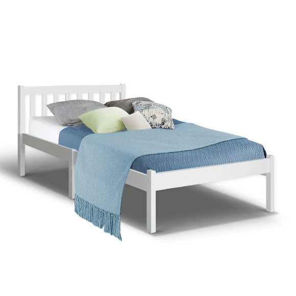 NNEDSZ Size Wooden Bed Frame - White