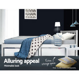 NNEDSZ Size Wooden Bed Frame - White