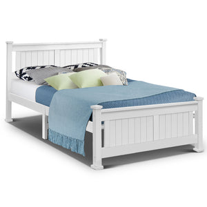 NNEDSZ Size Wooden Bed Frame - White