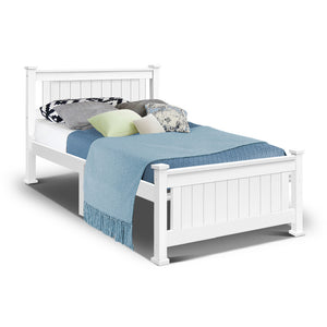 NNEDSZ Size Wooden Bed Frame - White