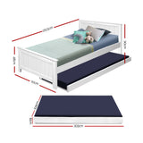 NNEDSZ Wooden Trundle Bed Frame Timber Slat King Single Size White