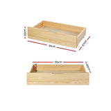 NNEDSZ Set of 2 Bed Frame Storage Drawers Timber Trundle for Wooden Bed Frame Base Oak
