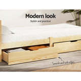 NNEDSZ Set of 2 Bed Frame Storage Drawers Timber Trundle for Wooden Bed Frame Base Oak