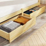 NNEDSZ Set of 2 Bed Frame Storage Drawers Timber Trundle for Wooden Bed Frame Base Oak