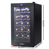 NNEDSZ  Wine Cooler 18 Bottles Glass Door Beverage Cooler Thermoelectric Fridge Black