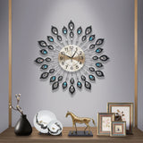 NNEDSZ Large Modern 3D Crystal Wall Clock Luxury Golden Glass Round Dial Home Office