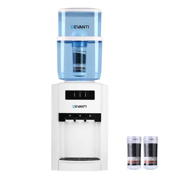 NNEDSZ 22L Bench Top Water Cooler Dispenser Purifier Hot Cold Three Tap with 2 Replacement Filters
