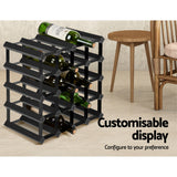 NNEDSZ 20 Bottle Timber Wine Rack Wooden Storage Wall Racks Holders Cellar Black