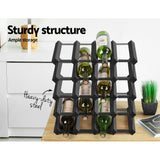 NNEDSZ 20 Bottle Timber Wine Rack Wooden Storage Wall Racks Holders Cellar Black
