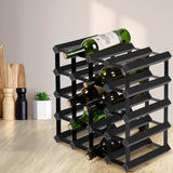 NNEDSZ 20 Bottle Timber Wine Rack Wooden Storage Wall Racks Holders Cellar Black