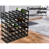 NNEDSZ 42 Bottle Timber Wine Rack Wooden Storage Wall Racks Holders Cellar Black