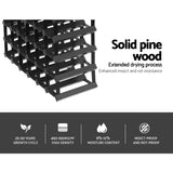 NNEDSZ 42 Bottle Timber Wine Rack Wooden Storage Wall Racks Holders Cellar Black