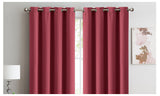NNEDPE 2x 100% Blockout Curtains Panels 3 Layers Eyelet Wine 140x230cm
